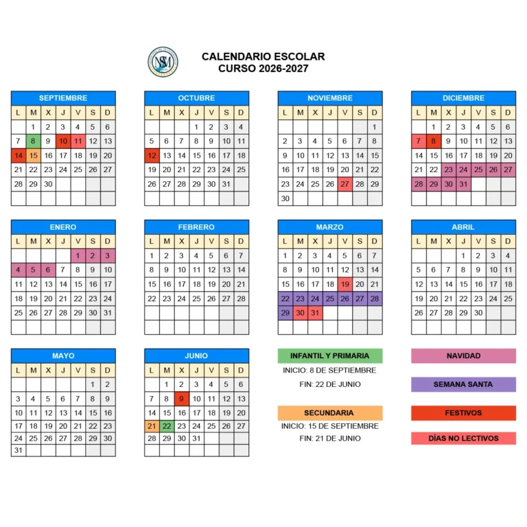 Calendario Escolar 2627 | SCL DE ENSEÑANZA NUESTRA SEÑORA DE LAS MARAVILLAS DE SAN VICENTE DE PAUL